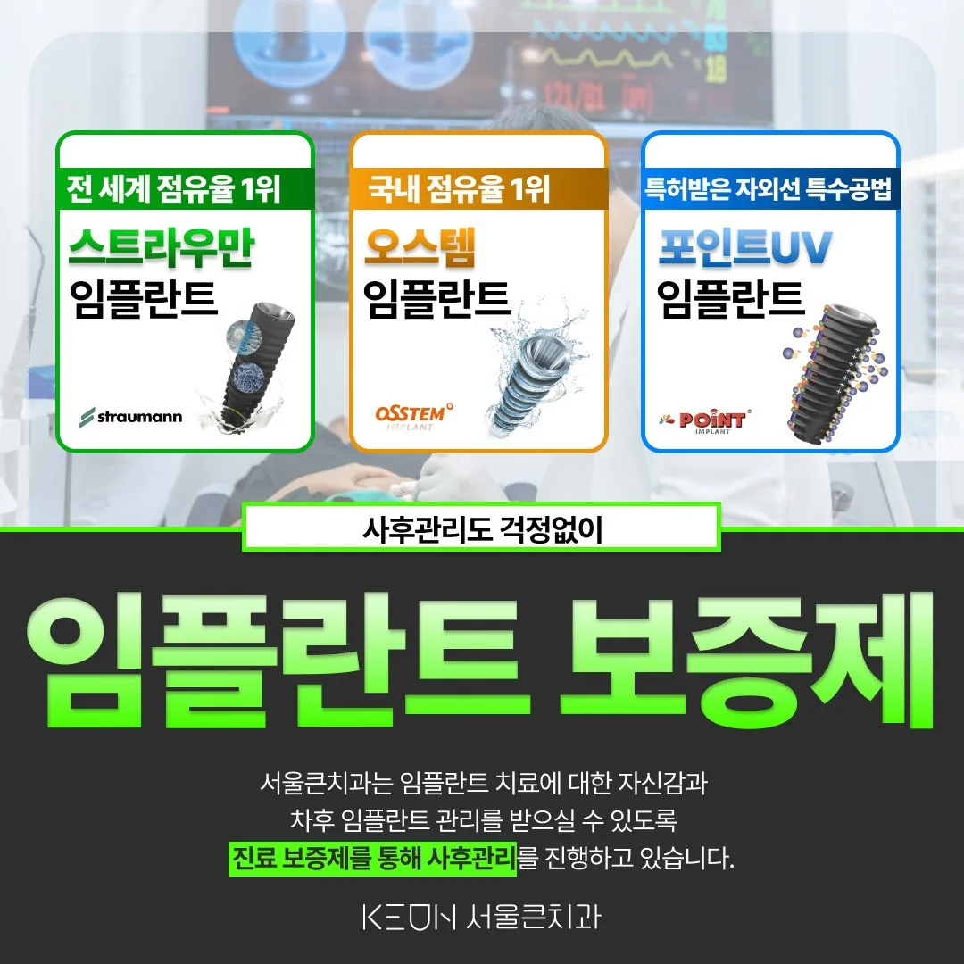 서울큰치과에서 임플란트 정기검진을 위해 환자의 구강을 확인하는 모습